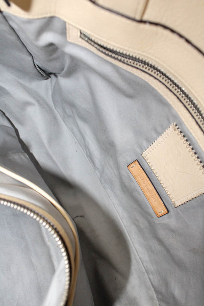 Reed Krakoff Womens Leather Top Handle Shoulder Bag Purse Beige
