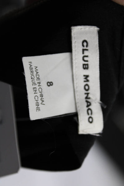 Club Monaco Women's Round Neck Short Sleeves Short Silk Romper Black Size 8