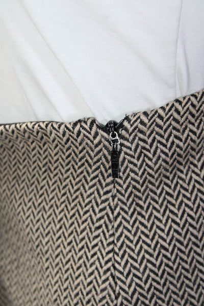 CH Carolina Herrera Womens Wool Herringbone Print Pencil Skirt Tan Black Size S