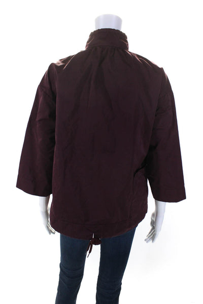 No 21 Womens Two Pocket High Neck Long Sleeve Zip Up Jacket Burgundy Size S