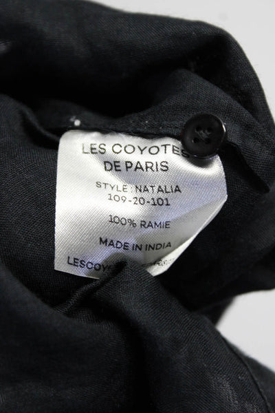 Les Coyotes De Paris Childrens Girls Ruffle Button Up Blouse Black Linen Size 10
