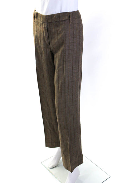 Escada Womens Striped Straight Leg Pant Suit Brown Wool Size EUR 40/42