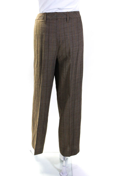 Escada Womens Striped Straight Leg Pant Suit Brown Wool Size EUR 40/42