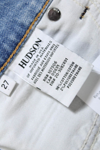 Hudson Womens Cotton Denim Low-Rise Cropped Straight Riley Jeans Blue Size 27