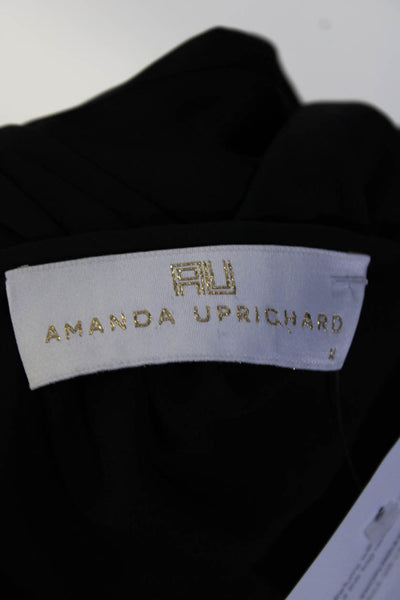 Amanda Uprichard Womens Round Neck Side Slit Long Sleeved Blouse Black Size M