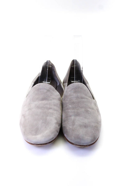 Vince Womens Suede Leather Round Toe Flat Heeled Slip On Loafers Gray Size 6.5