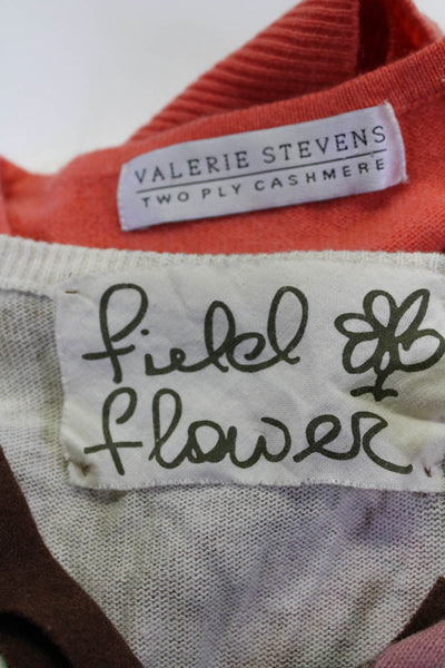 Valerie Stevens Filel Flowers Womens Cashmere Sweaters Pink Size XS S Lot 2
