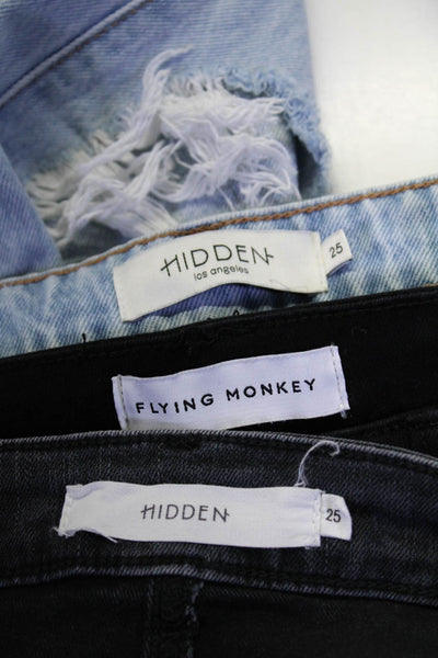 Hidden Flying Monkey Womens Distressed Straight Jeans Blue Black Size 25 Lot 3