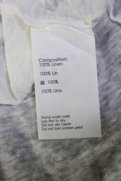 3.1 Phillip Lim Womens Linen Graphic Scoop Neck Sleeveless Tank Top White Size S