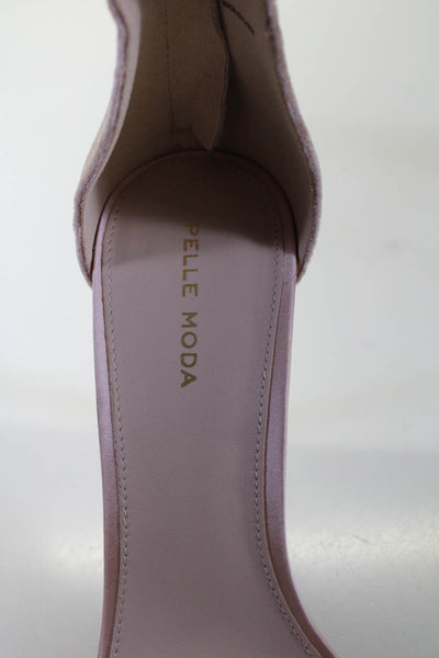 Pelle Moda Womens Velour Jeweled Zipped Open Toe Stiletto Heels Pink Size 9.5