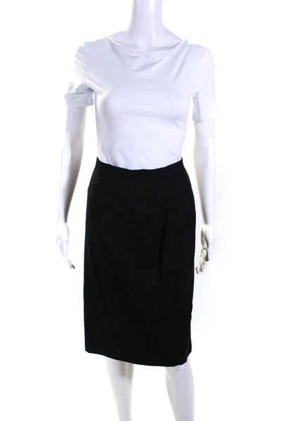 Escada Margaretha Ley Womens Striped Skirt Suit Gray Wool Size EUR 40/42