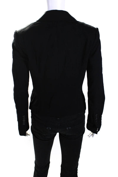 BCBG Max Azria Womens One Button Long Sleeved Slim Fit Crop Blazer Black Size XS