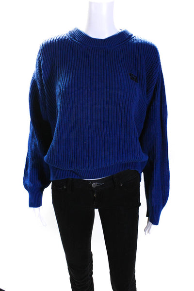Saint Art Womens Crew Neck Thick Knit Long Sleeved Pullover Sweater Blue Size S