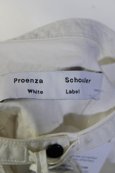 Proenza Schouler White Label Womens Ruche Button Long Sleeve Blouse White Size M