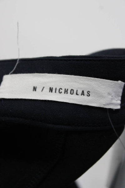N/Nicholas Womens High Rise Flat Slit Ankle Flared Dress Pants Navy Blue Size 6