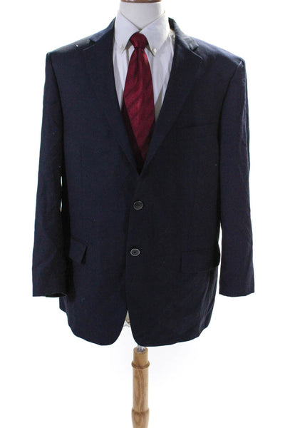 Hart Schaffner Marx Mens Two Button Long Sleeved Blazer Jacket Navy Blue Size 50