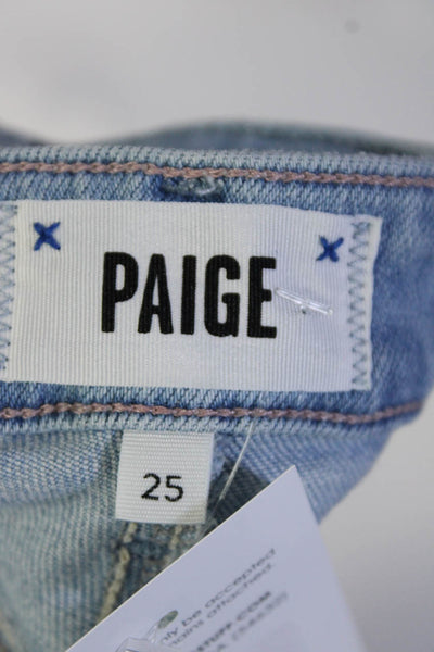 Paige Women's Midrise Five Pockets Light Wash Straight Leg Denim Pant Size 25