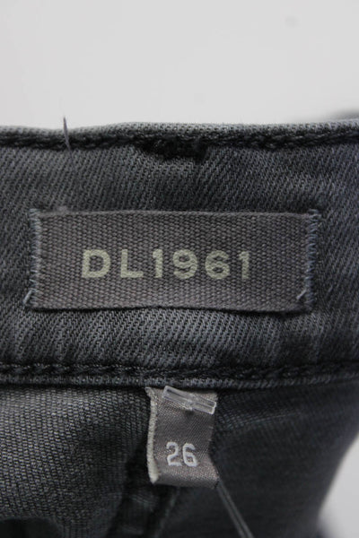 DL1961 Women's Five Pockets Straight Leg Button Closure Denim Pant Black Size 26