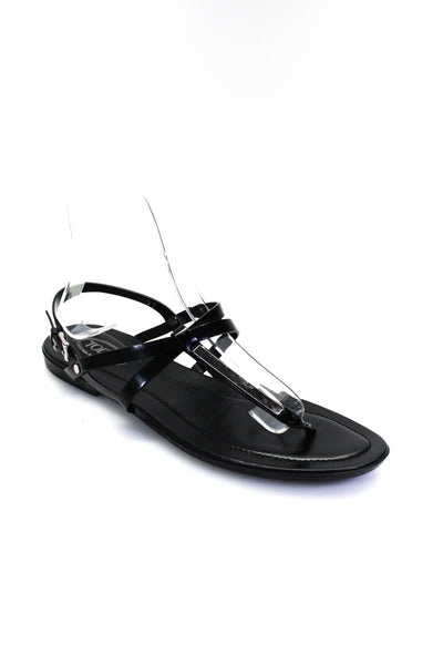 Tods Womens Metallic Strappy Slingback Thong Sandals Black Size 37 7