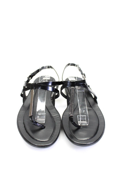 Tods Womens Metallic Strappy Slingback Thong Sandals Black Size 37 7