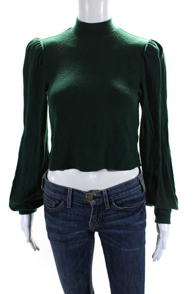 Reformation Womens Pullover Knit Mock Neck Sweatshirt Green Size Small