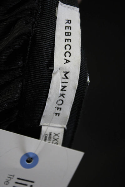 Rebecca Minkoff Womens Side Zip Metallic Pleated Midi A Line Skirt Silver 2XS