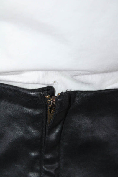 AG Adriano Goldschmied Womens Side Zip Coated Adaline Mini Skirt Black Size 25