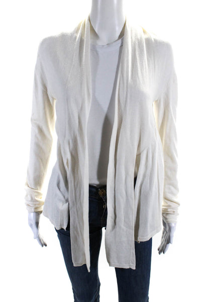 Vince Womens Open Front Knit Cardigan Sweater White Cotton Size Medium