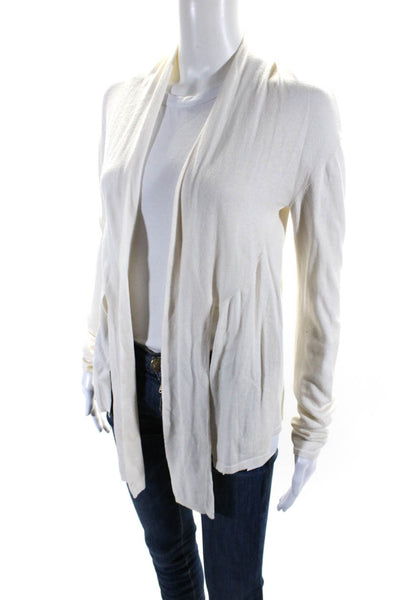 Vince Womens Open Front Knit Cardigan Sweater White Cotton Size Medium