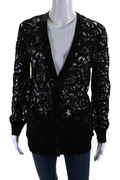 Michael Michael Kors Womens Button Front Lace Cardigan Sweater Black Size XS