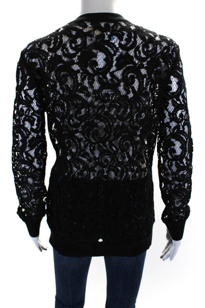 Michael Michael Kors Womens Button Front Lace Cardigan Sweater Black Size XS