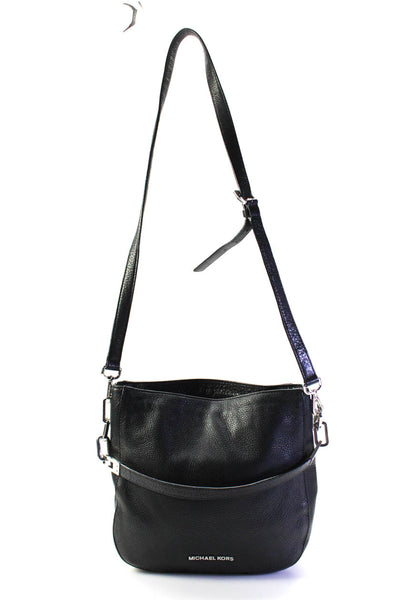 Michael Michael Kors Womens Single Strap Zip Top Grain Leather Handbag Black