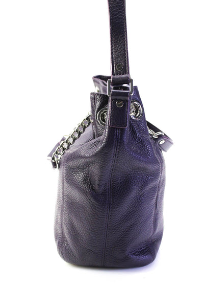 Michael Michael Kors Womens Large Grain Leather Shoulder Tote Handbag Purple
