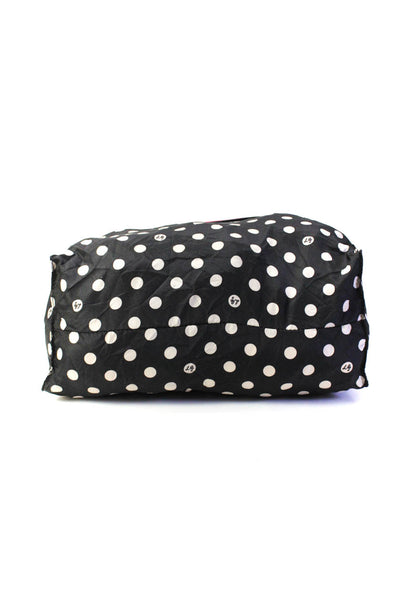 Lulu Guinness Womens Zippered Convertible Clutch Tote Handbag Black White Pink