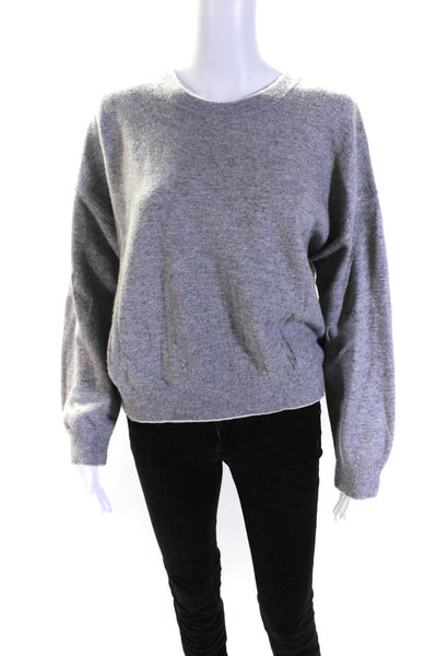 Vince Womens Cashmere Round Neck Long Sleeve Pullover Sweater Top Gray Size M