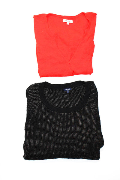 Splendid Madewell Womens Sweater Blouse Black Red Size Medium Large Lot 2