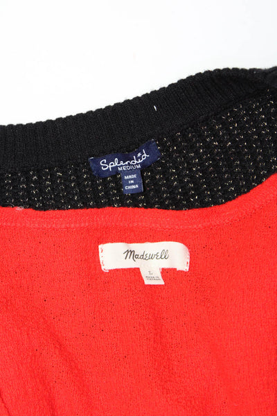 Splendid Madewell Womens Sweater Blouse Black Red Size Medium Large Lot 2