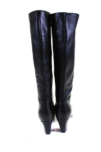 Taryn Rose Womens Leather Zip Darted Mid-Calf Block Heels Boots Black Size 9.5