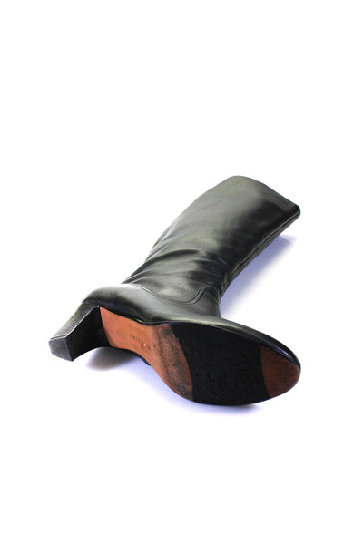 Taryn Rose Womens Leather Zip Darted Mid-Calf Block Heels Boots Black Size 9.5