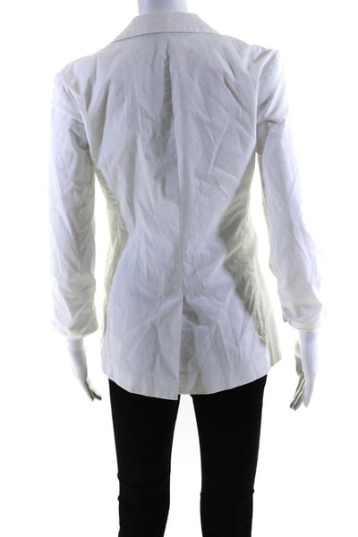 Michael Michael Kors Womens Cotton Button Ruched Long Sleeve Blazer White Size 0