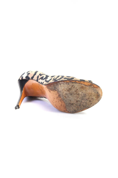 Luciano Padovan Womens Animal Print Peep Toe Stiletto Heels Brown Size EUR39