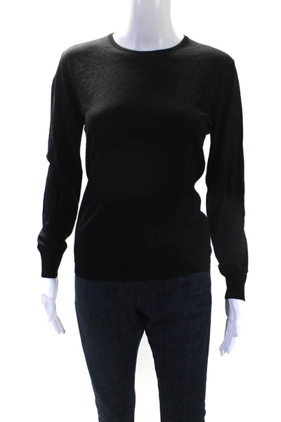 Max Field Womens Black Cashmere Crew Neck Long Sleeve Pullover Sweater Top SizeS