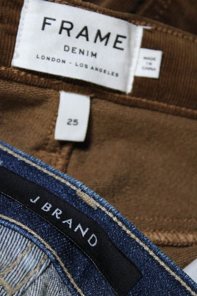 J Brand Frame Denim Womens Denim Corduroy Skirts Blue Brown Size 25 Lot 2