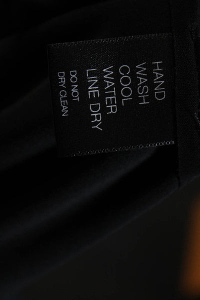 Norma Kamali Womens Button Front Collared Mini Shirt Dress Black Size Medium