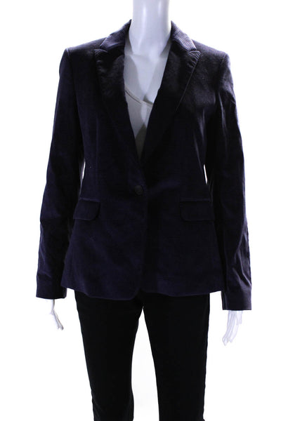 Rag & Bone Womens Cotton Spotted V-Neck Peak Collar Blazer Jacket Purple Size 6