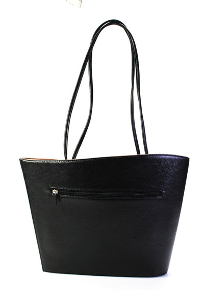 Tolblanc Womens Leather Asymmetrical Zip Up Tote Shoulder Bag Purse Black