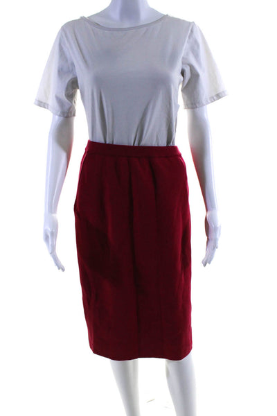 Etro Womens Knee Length Pull On Pencil Skirt Red Wool Size EUR 46