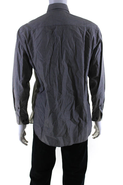 Armani Collezioni Mens Collared Long Sleeved Buttoned Shirt Gray Size 39/ 15.5