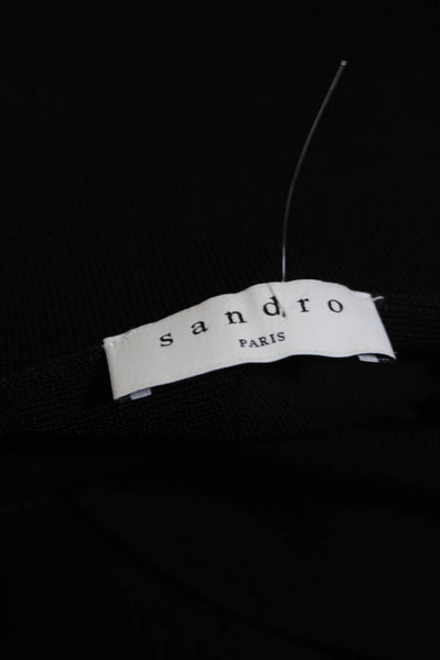 Sandro Womens Button Front Knit Midi Pencil Skirt Black Size 1