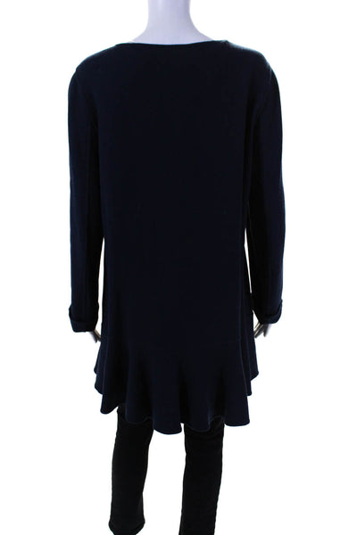 Armani Collezioni Womens Wool Crepe Snap Down Peplum Blazer Jacket Blue Size 14